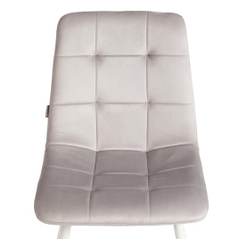 Стул CHILLY (mod. JSC-220) Велюр/металл , 44,5х52,5х88 см, Light grey (светло-серый) HLR14 / белый фото 5