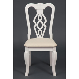 Стул - Афродита/ Aphrodite дерево гевея, 46х54х99см, Ivory white, ткань кремовая с рисунком (3321) фото 3