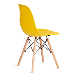 Стул CINDY (EAMES) (mod. 1801) дерево бук/металл/сиденье пластик, 45x51x82 см, Yellow (Желтый)  фото 3