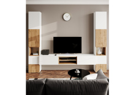 Готовая гостиная Лонгфорд комплектация 1 белый / дуб вотан