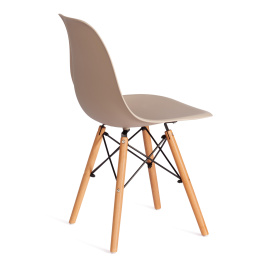 Стул CINDY (EAMES) (mod. 1801) дерево бук/металл/сиденье пластик, 45x51x82 см, Beige (Бежевый)  фото 3
