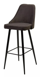 Барный стул NEPAL-BAR ГРАФИТ #14, велюр/ черный каркас (H=78cm) М-City фото 1