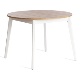 Стол обеденный SVELTO ЛДСП, опора-массив березы, 105 х 105 (140) х 74.5 см, Дуб Вотан/белый фото 1