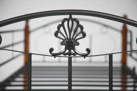 Кровать BOLERO двухярусная дерево гевея/металл, 90*200 см (bunk bed), красный дуб/черный фото 2