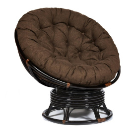 Кресло-качалка Папасан/Papasan (W 23/01 B) /с подушкой/ 115х78х104см, античный черно-коричневый, тка фото 1
