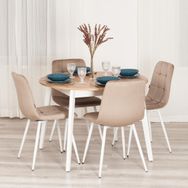 Стул CHILLY (mod. JSC-220) Велюр/металл , 44,5х52,5х88 см, Beige (бежевый) HLR8 / белый фото 4