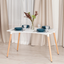 Стол JOHN (mod. T1001) МДФ/дерево, 120 х 80 х 75 см , White (Белый) / Natural (натуральный) фото 5