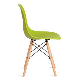 Стул CINDY (EAMES) (mod. 1801) дерево бук/металл/сиденье пластик, 45x51x82 см, Olive (оливковый)  фото 2