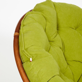 Кресло-качалка Папасан/Papasan (W 23/01 B) /с подушкой/ 115х78х104см, пекан орех, флок олива, 23 фото 3