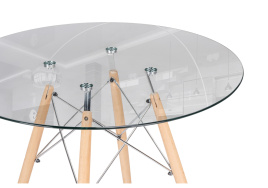 Стол стеклянный PT-151 80х80х76 clear glass / wood фото 3