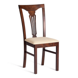 Стул Афродита/ Aphrodite дерево гевея, 46х54х99см, эспрессо дуб в красноту, ткань кремовая с рисунко