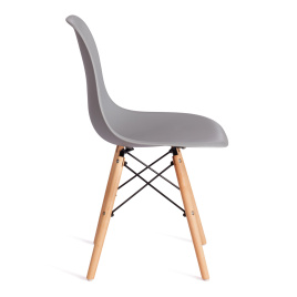 Стул CINDY (EAMES) (mod. 1801) дерево бук/металл/сиденье пластик, 45x51x82 см, Light grey (светло-се фото 2