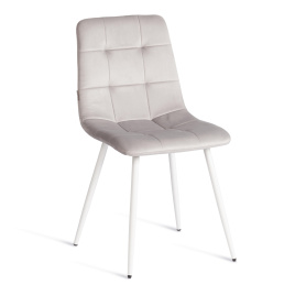 Стул CHILLY (mod. JSC-220) Велюр/металл , 44,5х52,5х88 см, Light grey (светло-серый) HLR14 / белый фото 1