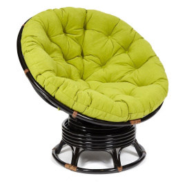 Кресло-качалка PAPASAN/ПАПАСАН W 23/01 B /с подушкой/ 115х78х104см, античный черно-коричневый, флок  фото 1