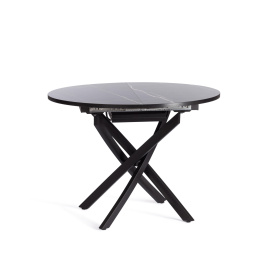 Стол MANZANA ЛДСП/HPL/металл, 100 х 100+30 х 75 см, Мрамор чёрный/чёрный фото 2