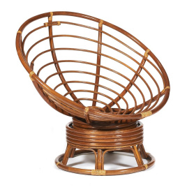 Кресло-качалка Папасан/Papasan (W 23/01 B) /с подушкой/ 115х78х104см, пекан орех, ткань оранжевый, с фото 2