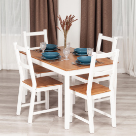 Обеденный комплект Соната (стол + 4 стула) / Sonata dining set массив сосны, стол: 120х75х73см  стул фото 4