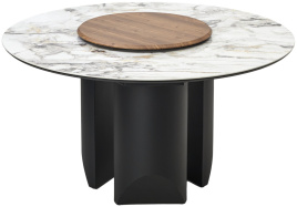 Стол КОЛИЗЕЙ D140 ARCTIC OCEAN, Белый мрамор, керамика / Черный каркас М-City фото 1