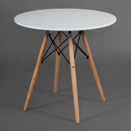 Стол CINDY NEXT (mod. 70-80 MDF) металл/мдф/бук, D70х75см, белый/натуральный фото 2