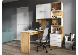 Компьютерный стол Ганор левый дуб вотан / белый фото 2