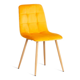 Стул CHILLY (mod. 7094-1) вельвет/металл, 44,5х52,5х86 см, yellow (желтый) HLR41 / натуральный фото 1