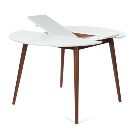 Стол круглый раскладной обеденный BOSCO (Боско) основание бук, столешница мдф, 100*75*100+30см, Белы фото 4