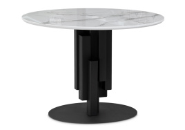 Стол стеклянный Калипсо 110 белый мрамор / черный фото 1