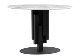 Стол стеклянный Калипсо 110 белый мрамор / черный фото 2