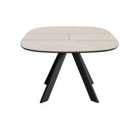 Стол DikLine BK100 Керамика Krater Perla (бежевый матовый)/подстолье черное/опоры черные фото 3