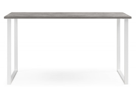 Стол деревянный Лиман 140 x 80 бетон светлый / белый матовый фото 2