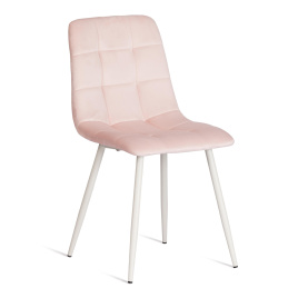 Стул CHILLY (mod. 7094-1) вельвет/металл, 44,5х52,5х86 см, pink (розовый) HLR39 / белый фото 1