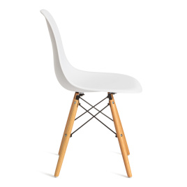 Стул CINDY (EAMES) (mod. 1801) дерево бук/металл/сиденье пластик, 45x51x82 см, White (белый) фото 2