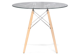 Стол стеклянный PT-151 80х80х76 clear glass / wood фото 2