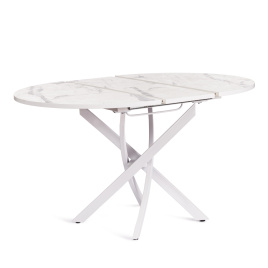 Стол MANZANA ЛДСП/HPL/металл, 100 х 100+30 х 75 см, Мрамор светлый/белый фото 3