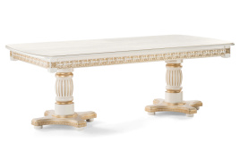 Стол деревянный Морнит 220(320)х110 слоновая кость / золото фото 1