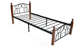 Кровать AT-808 дерево гевея/металл, 90*200 см (Single bed), красный дуб/черный фото 2
