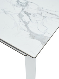 Стол CORNER 120 HIGH GLOSS STATUARIO керамика, стекло/ белый каркас, ®DISAUR фото 4