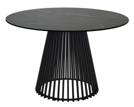 Стол TERNI 120 MATT BLACK MARBLE SOLID CERAMIC Черный мрамор матовый, керамика /Черн.каркас, ®DISAUR фото 1