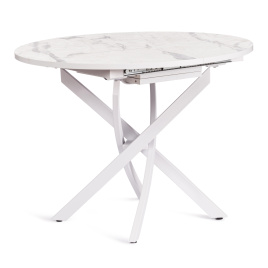Стол MANZANA ЛДСП/HPL/металл, 100 х 100+30 х 75 см, Мрамор светлый/белый фото 1
