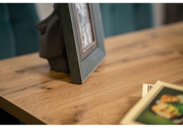 Стол деревянный Тринити Лофт 120 25 мм дуб крафт золотой / черный матовый фото 3