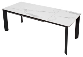 Стол CREMONA 140 HIGH GLOSS STATUARIO Белый мрамор глянцевый, керамика/ черный каркас, ®DISAUR фото 5