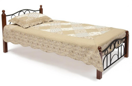 Кровать AT-808 дерево гевея/металл, 90*200 см (Single bed), красный дуб/черный