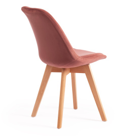 Стул TULIP SOFT (mod. 74) вельвет/дерево , 54 х 47 х 83 см , коралловый (HLR 44)/натуральный  фото 3