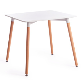 Стол JOHN (mod. T1003) МДФ/дерево, 80 х 80 х 75 см , White (Белый) / Natural (натуральный) фото 1