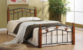 Кровать AT-126 дерево гевея/металл, 90*200 см (Single bed), красный дуб/черный фото 3