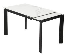 Стол CORNER 120 HIGH GLOSS STATUARIO керамика, стекло/ черный каркас, ®DISAUR фото 5