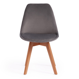 Стул Tulip Soft/Тулип Софт (мод. 74)/1 шт. в упаковке вельвет/дерево, 54х47х83см, светло-серый /нату фото 5