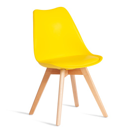 Стул TULIP (mod. 73-1) дерево/пластик/экокожа, 47,5x55x80 см, Желтый (Yellow)