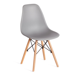 Стул CINDY (EAMES) (mod. 1801) дерево бук/металл/сиденье пластик, 45x51x82 см, Light grey (светло-се фото 1