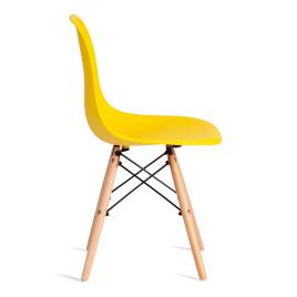 Стул CINDY (EAMES) (mod. 1801) дерево бук/металл/сиденье пластик, 45x51x82 см, Yellow (Желтый)  фото 2